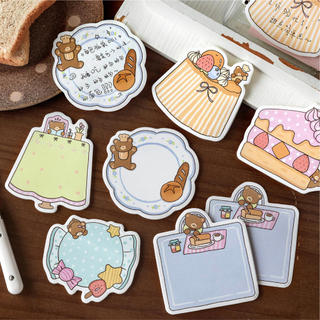 ENWEI 30 Chiếc [Dòng Rạp Hát Cuộc Sống Gấu Nhỏ] Đĩa Gấu Bánh Kẹo Giấc Mơ Ngọt Ngào Hoạt Hình Ghi Chú Tin Nhắn Học Sinh Miếng Ghi Nhớ