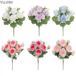 YUJINI Mô Phỏng Hoa Mẫu Đơn, Quà Tặng Ngày Của Mẹ Vải Lụa Hoa Cúc Nhân Tạo, Đạo Cụ Chụp Ảnh Sáng Tạo Đám Cưới Hoa Giả Trang Trí Nhà