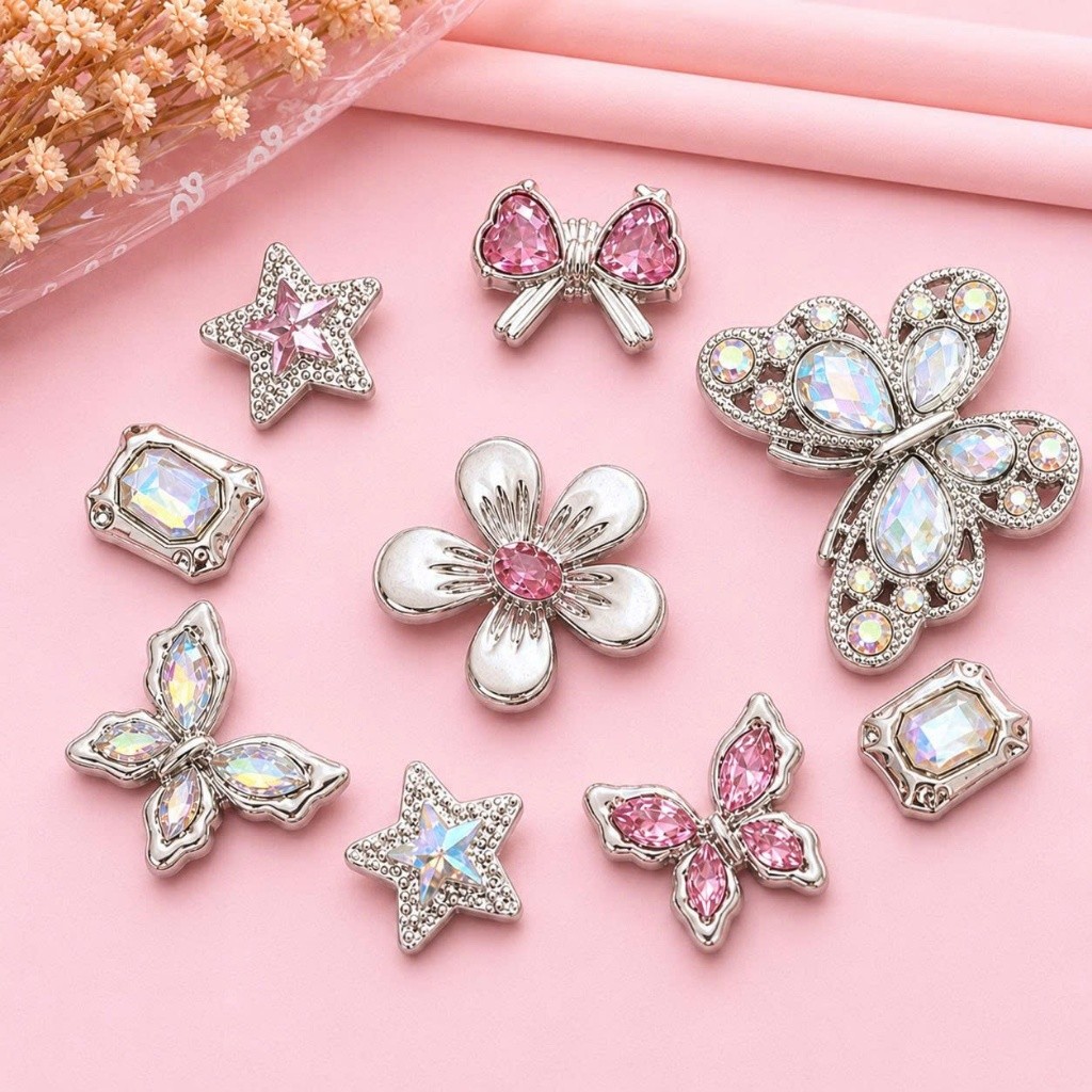 Set Charm Bướm Pha Lê Ánh Cực Quang Đính Đá Cao Cấp Luxury Aurora Crystal Butterfly Collection Sang Trọng Đẳng Cấp