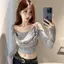 Áo thun dài tay có ren rỗng Hot Girl dành cho nữ Slim-Fit Slimer trông eo cao hơn