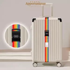 IAPPORTUNIA Dây đeo khóa hành lý, Nhãn dán tên cầu vồng Thắt lưng hành lý, Khóa mật khẩu Có thể điều chỉnh Phụ kiện vali du lịch chống thất lạc Hành lý