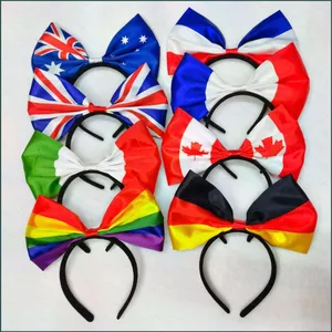 YT4 Dây đeo đầu nơ thiết kế cờ Hà Lan Úc New Zealand Thụy Điển Vương quốc Anh Canada Ý Dây buộc tóc