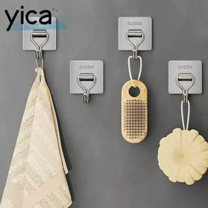 Móc treo khăn YICA, Móc treo tường bằng thép không gỉ 304 Móc tự dính, Móc treo tường bền bỉ Không cần đục lỗ Khả năng chịu lực mạnh Móc túi chìa khóa