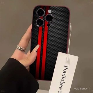 Ốp Điện Thoại Nếp Nhăn Mát Linh Hoạt Màu Đỏ Dọc Đường Sợi Carbon Họa Tiết Thích Hợp Cho iPhone 16promax xr xs 11promax 12promax 13 14 15 pro max 17promax 11 12 Vỏ Bảo Vệ Chống Sốc