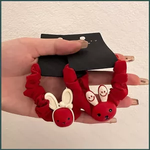 YT4 Năm Mới sheadline Tóc Dây Scrunchies Thỏ Hoạt Hình Dây Buộc Tóc Dây Bé Gái Dễ Thương Dây Cao Su Mũ Đội Đầu Nhỏ