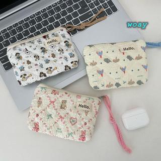 Ví đựng tiền xu WOAY, Ví đựng tiền xu hoạt hình bằng vải Cotton, Túi lưu trữ Mini dung tích lớn dễ thương