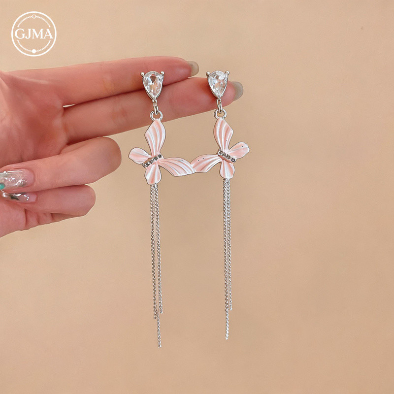 Bông tai tua rua hình bướm đính đá Thiết kế thời trang Cảm giác Phụ kiện đa năng