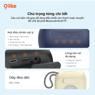 「 Bán chạy 」Olike SF7 Loa Bluetooth Mini Có Dây Treo, Bluetooth 6.0, Âm Thanh HiFi Stereo, Pin 8H, Chống Nước IPX5