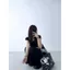 Áo thun ngắn tay có dây chấm bi phong cách Hàn Quốc dành cho nữ mùa hè Slim-Fit Slim-Fit Slimer Look Design Black Top