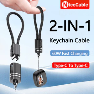 2 TRONG 1 PD60W Cáp Dữ Liệu Sạc Siêu Nhanh Di Động Đa Năng Sạc Dây Treo Móc Khóa Loại C Sang Loại C / IOS Cáp Dữ Liệu Cho Power Bank