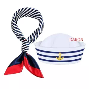 Mũ thuyền trưởng du thuyền DARON, Trang phục thuyền trang phục Mũ tàu thủy thủ, Đồ dùng lễ hội Nhập vai Màu xanh hải quân Khăn Halloween Mũ thủy thủ Mũ dự tiệc