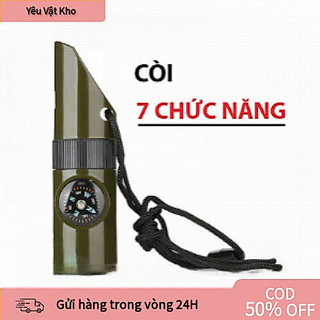 [COD] Còi Cứu Hộ Đa Năng 7 Trong 1 – La Bàn, Nhiệt Kế, Đèn LED, Dụng Cụ Sinh Tồn Ngoài Trời
