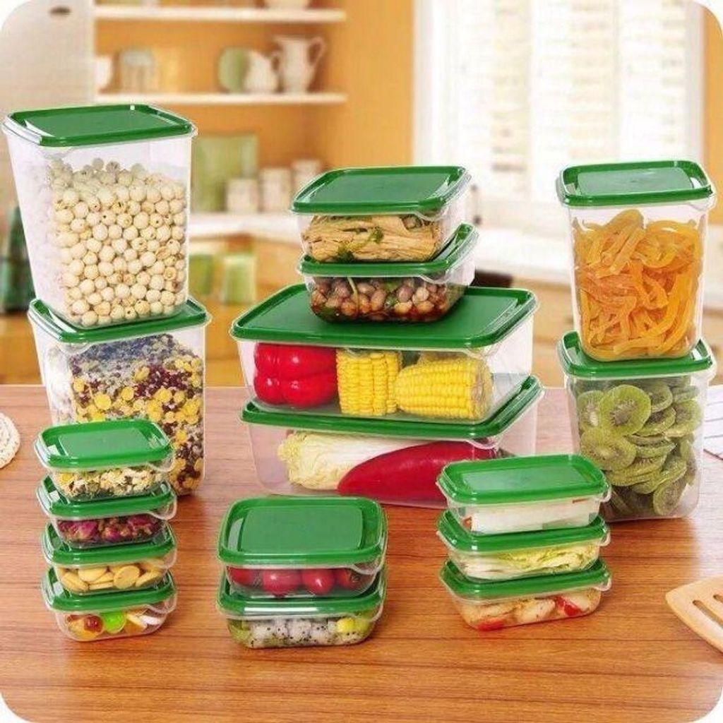 Bộ hộp đựng thức ăn 17 món - set 17 hộp nhựa cao cấp đựng thực phẩm bảo quản tủ lạnh tiện lợi