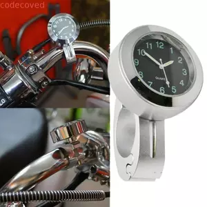 Đồng hồ thạch anh xe máy CODECOVED, Đồng hồ gắn tay lái bằng nhôm chống nước, Màn hình thời gian Phong trào thạch anh phát sáng 22-25 mm Ứng dụng xe tay ga đồng hồ phát sáng