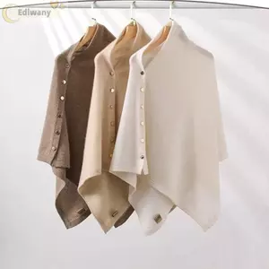 EDIWANY Dệt Kim Dày Ấm Poncho, Khăn Choàng Pashmina Dày Ấm Áp, Không Đều Có Nút Áo Len Thường Ngày Khăn Choàng Mùa Thu Đông