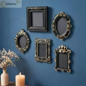 EDIWANY Mini Khung Ảnh, Treo Nhựa Vintage Khung Ảnh, Cổ Nhìn Không Gian Treo Tường DIY Baroque Trang Trí Công Sở Không Kính Hiển Thị Khung Trang Trí Nhà