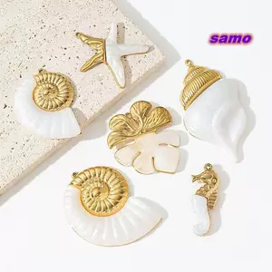 Vòng cổ mặt dây chuyền bãi biển SAMO, Phong cách bãi biển Chủ đề đại dương Mặt dây chuyền quyến rũ sao biển, Mặt dây chuyền quyến rũ bằng thép không gỉ cỡ lớn thủ công bền bỉ để làm đồ trang sức