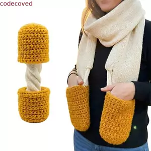Khăn quàng cổ Mozzarella COSCOVED, Khăn quàng cổ chống gió ấm áp, Unisex dễ thương có túi cầm tay Khăn quàng cổ dệt kim tay thoải mái ngoài trời