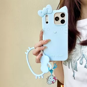 Hoạt Hình Dễ Thương Sữa Xanh KT Mèo Vòng Tay iphone17 Apple 16 Thích Hợp Cho 14 / 15pro max Ốp Điện Thoại 13