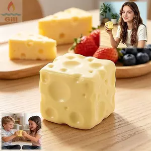 Đồ chơi kẹp phô mai GILL, Quả bóng căng thẳng không bong bóng phô mai chống căng thẳng, Nhào có thể định hình Họa tiết mực ASMR Đồ chơi căng thẳng giác quan Giảm căng thẳng