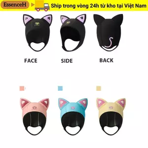 Mũ lặn tai mèo ESSENCEH, Mũ trùm đầu Wetsuit Neoprene 3MM, Phim hoạt hình dày dặn với dây đeo cằm Mũ lặn biển