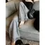 Quần ống rộng khâu ren bên màu xám, phong cách mới mùa hè đẹp mắt Drape dáng rộng thường ngày