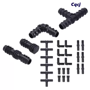 CQCJ 24 Chiếc Hệ Thống Tưới Nước, Phù Hợp Với Ống Nhỏ Giọt OD 16 Mm Lắp Tưới ABS, Đầu Nối Thẳng Bền Đẹp Đầu Gai Nắp Cắm Tưới Tee Tưới Vườn