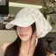 Tấm che nắng AWNGD, Mũ xô ren họa tiết hoa vành rộng, Thiết kế dây đeo ren voan ngọt ngào Phong cách đa năng Mũ chống nắng mùa xuân hè