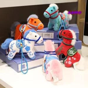 SAMO Pony Mặt Dây Chuyền, Năm Ngựa Linh Vật Thú Nhồi Bông Ngựa Sang Trọng Búp Bê, Treo Trang Trí Mềm Mại 12cm Tóc Dài Pony Móc Khóa Quà Tặng