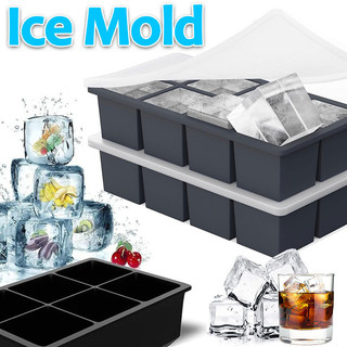 4 / 6 / 8 / 15 / 37Grids Máy Làm Đá Khuôn Có Nắp / Thực Phẩm Silicon Vuông Đá Khối Khay Khuôn