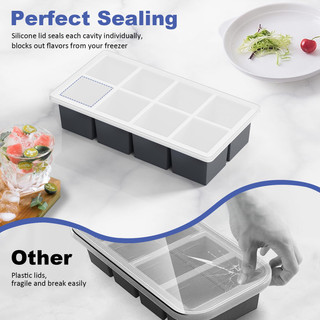 4 / 6 / 8 / 15 / 37Grids Máy Làm Đá Khuôn Có Nắp / Thực Phẩm Silicon Vuông Đá Khối Khay Khuôn