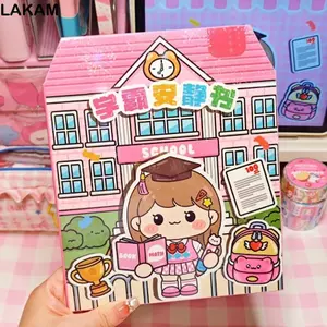 Sách dán LAKAM, Phim hoạt hình thủ công Nhãn dán sách yên tĩnh, Giáo dục sáng tạo Nhãn dán cảnh thu nhỏ PET Quà tặng ngày lễ