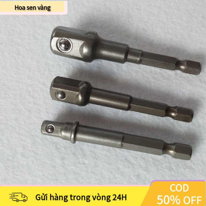 【24H】Bộ 3 Đầu Chuyển Sang Khẩu Bulong 1/4, 3/8, 1/2 Gắn Cho Máy Khoan Và Máy Bắn Vít Tiện Dụng Khi Sửa Chữa