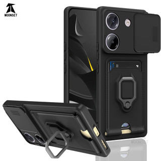 Dành Cho Xiaomi POCO M7 Pro 5G Ốp Lưng 4 Trong 1 Trượt Camera Bao Đựng Thẻ Đứng Vuông Freebie Dây Chống Sốc Chống Rơi Mỏng Mềm TPU Cover