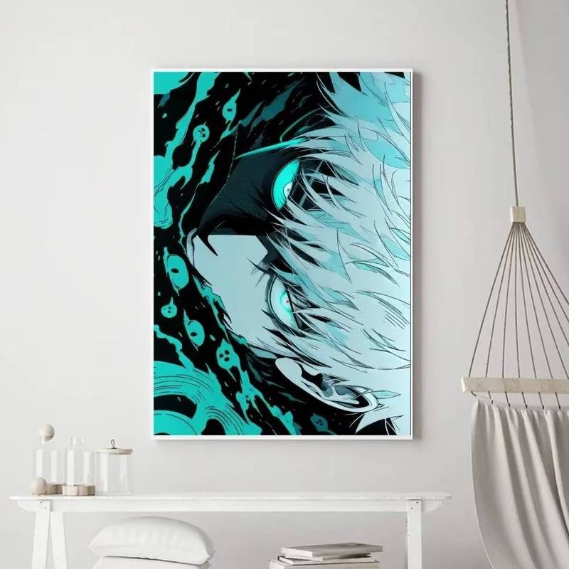Gojo Satoru Jujutsu Kaisen retro poster In Nhà Nghệ Thuật Tranh canvas Phòng Tắm Nhà Bếp Thanh Treo Tường