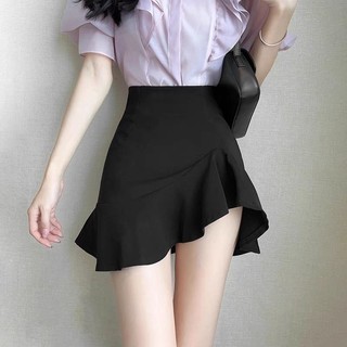 Váy ôm hông dáng đuôi cá màu đen, eo cao, form xù chữ A
