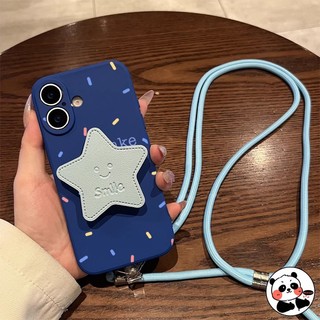 Ốp Điện Thoại Đứng Ngôi Sao 3D Cho Redmi K80 K70 K70E K60 K60E K50 K50i K40 Gaming K40S K30 K30S Ultra K30i K20 Pro 5G 4G Vỏ Mềm Màu Xanh Hoạt Hình Dễ Thương Có Giá Đỡ Dây Đeo