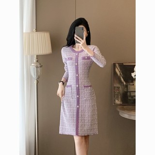 Váy len dài tay phong cách Hàn Quốc, dáng chữ A, tiện lợi cho việc di chuyển