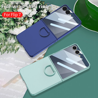 360 Kính Bảo Vệ Màn Hình Slim Matte PC Dành Cho Samsung Galaxy Z Flip 7 Nhẫn Giá Đỡ Dành Cho Samsung ZFlip7 Z Flip7