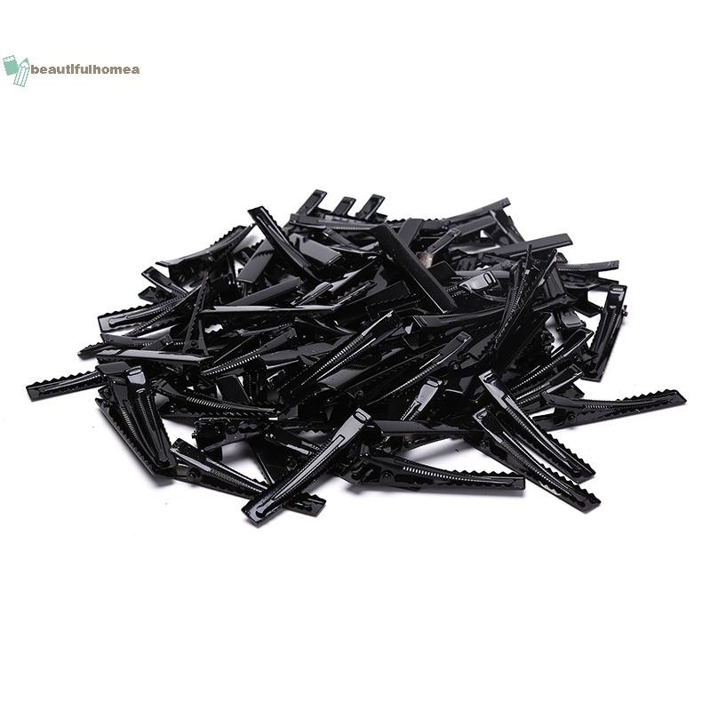 Kẹp tóc màu đen đơn prong cá sấu - Set 100 chiếc