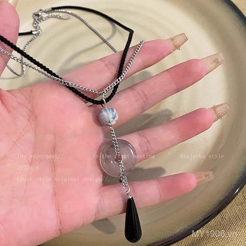 Dây chuyền áo len khóa an toàn phong cách Trung Quốc, mặt dây chuyền xương đòn, thời trang cho các hoạt động hàng ngày