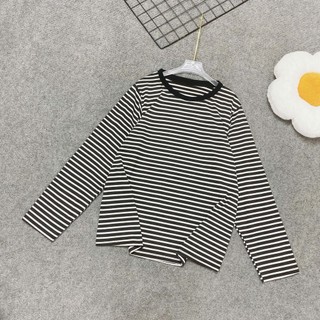 Áo thun Bigsize nữ form rộng tay dài kẻ sọc ngang , chất cotton co giãn thoải mái, basic 50-92kg - A296