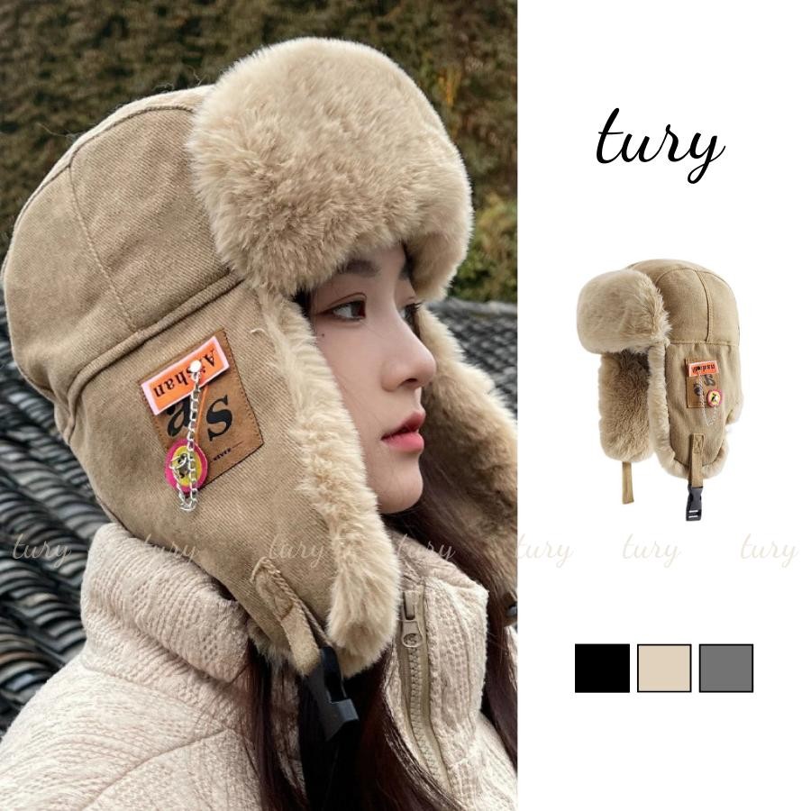 Nón Len Unisex Nam Nữ - Tury - Mũ Phi Công Lót Lông Mềm Mại Đính Tag Màu Dễ Thương - NL109