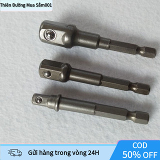 Bộ Đầu Chuyển Bulong 1/4, 3/8, 1/2 Chân Lục Giác Sang Đầu Vuông, Dài 7cm, Dùng Cho Khoan Và Máy Bắn Vít