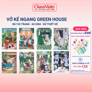 Vở Kẻ Ngang Vở 80/120 Trang, Tập Vở B5 Thiết Kế Green House Bìa Chống Nước Sổ Ghi Chép, Viết Bài Cho Học Sinh -AT