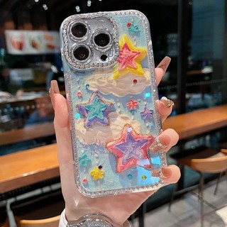 Phim Bảo Vệ Ống Kính Kim Cương Bướm Đám Mây Ngôi Sao Ốp Lưng Điện Thoại iPhone 17Promax 17Pro 16Promax 12 13 14 15 Pro Max Chống Sốc Nữ Điện Thoại Di Động