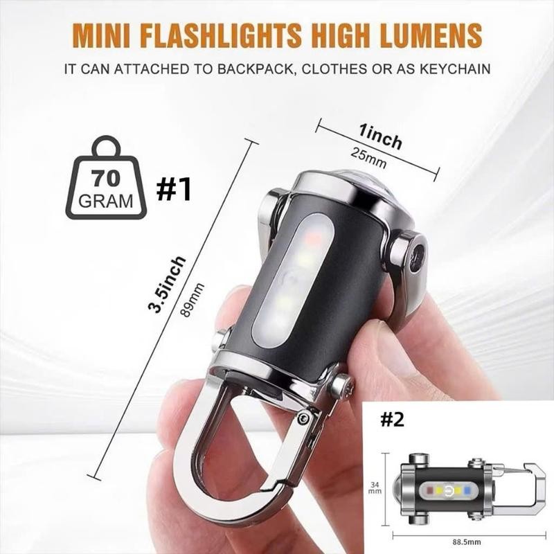 Đèn Pin Móc Khóa Mini Siêu Sáng, 7 Chế Độ Sáng, Sạc Lại Siêu Tiên Lợi - Dụng Cụ Trang Trí Móc Khóa ahog