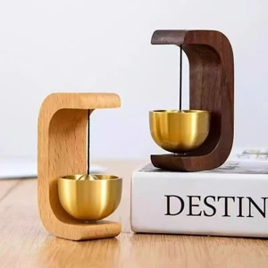 Chuông cửa từ tính bằng gỗ nguyên khối mới Đồng thau Chuông gió Nhật Bản Mặt dây chuyền trang trí chuông cửa cá nhân