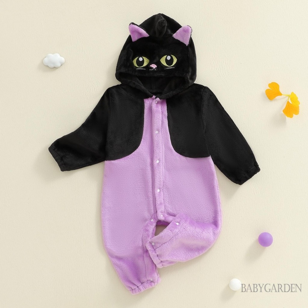 Bé Gái / Bé Trai Áo liền quần Tay Dài Có Mũ Trùm Đầu Mèo Trang Phục Hóa Trang Halloween Quần Áo