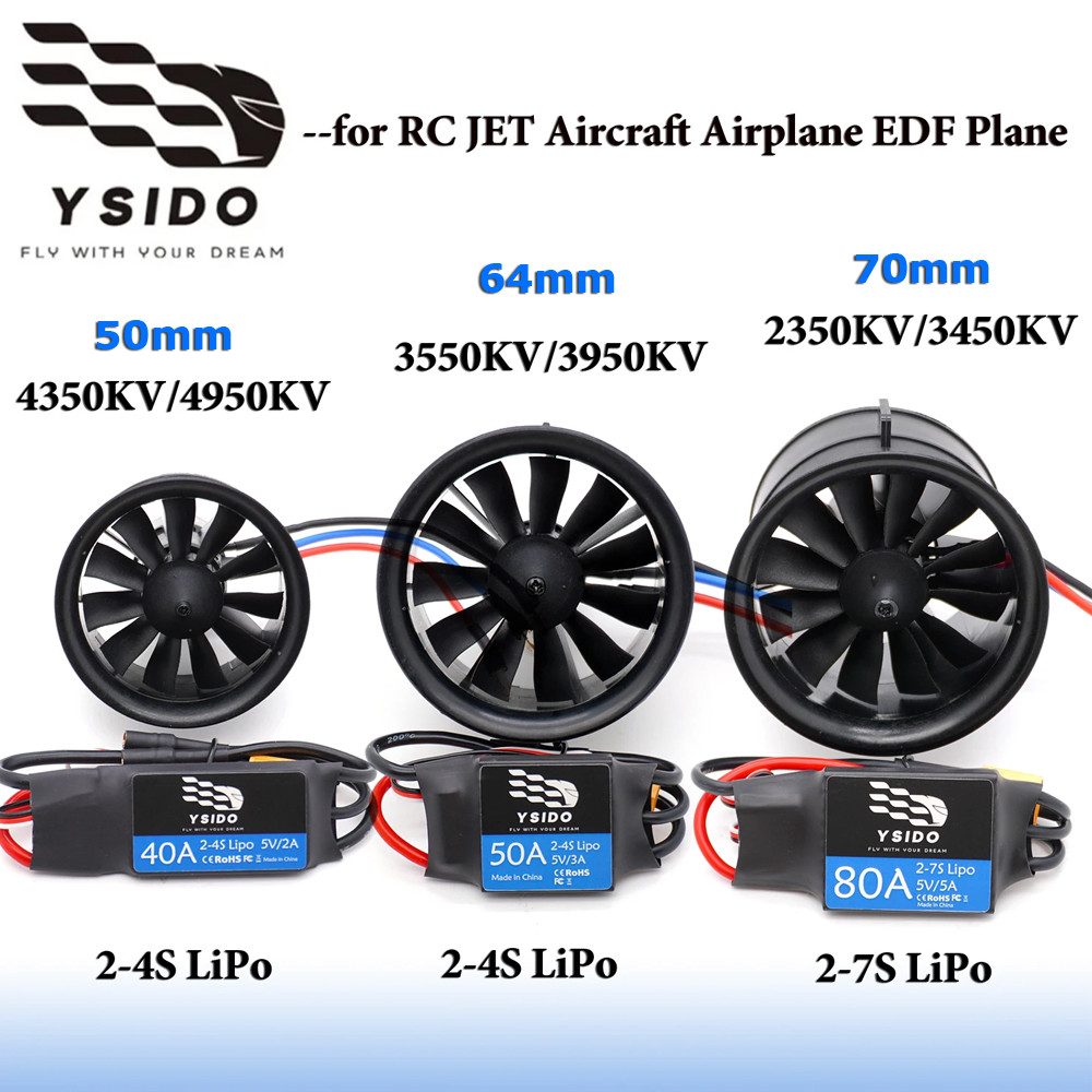 Quạt ống dẫn động cơ RC EDF 50 / 64 / 70mm 12 cánh 3S-6S 40A 50A 80A ...